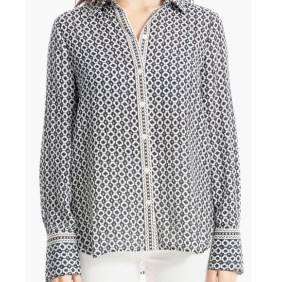 Max Studio Black/White Print Blouse - Size L - NWT - Picture 1 of 7